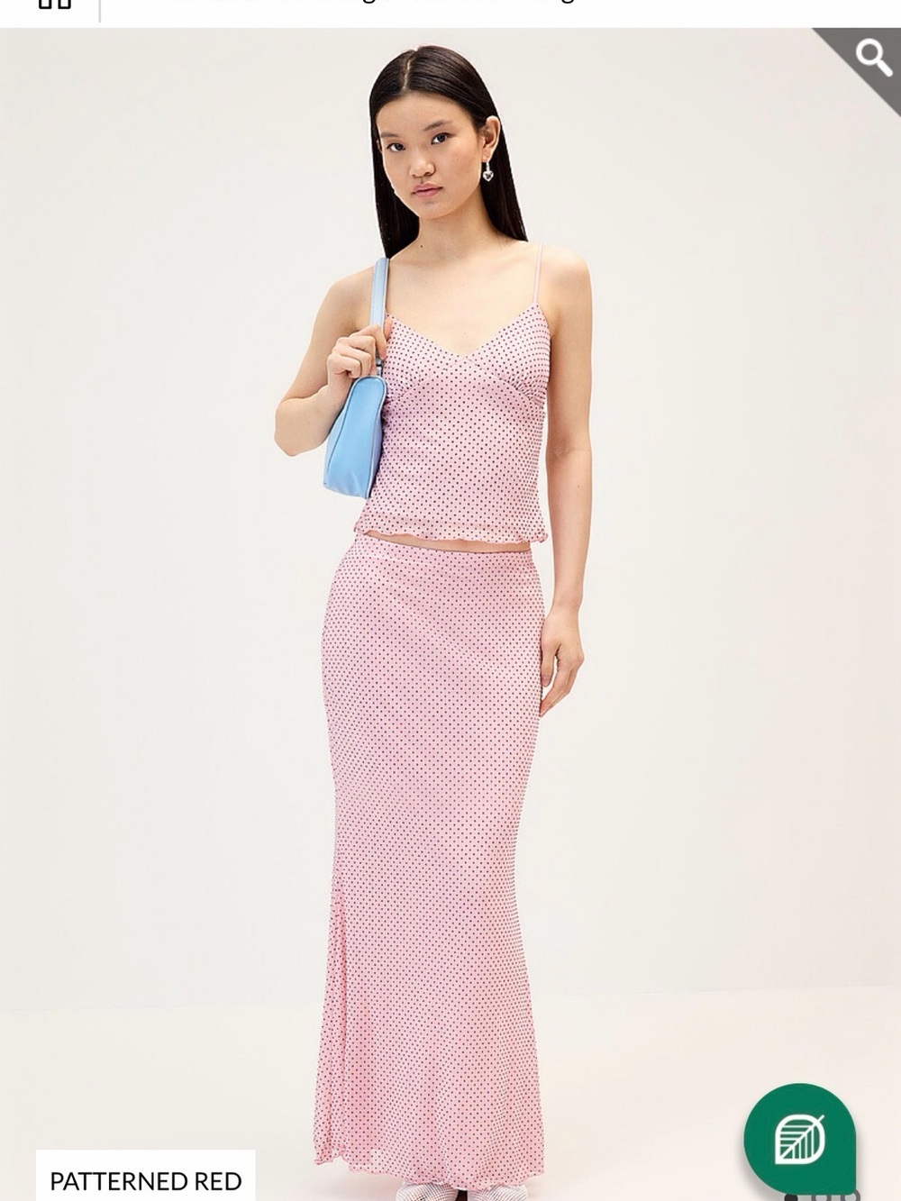 BLUEBIRD Pink Polka Dot Maxi Skirt and Camisole Set